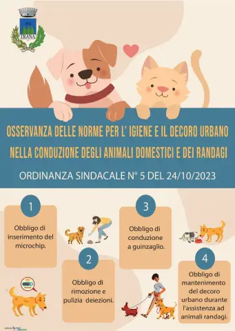 Osservanza delle norme per l'igiene e il decoro urbano nella conduzione degli animali domestici e dei randagi.
